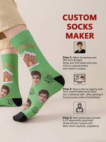 1 par de calcetines de media caña personalizados con diseño de texto y rostro para hombres, calcetines personalizados con texto "La mejor madre de todas" con diseño de chica hermosa, calcetines de media caña personalizados con foto de pareja, adecuados como regalo para el Día del Padre, cumpleaños y otras ocasiones - Multicolor - Ver 4