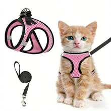 Bộ vòng cổ, dây xích và dây đeo cho thú cưng - Hồng - Xem 1