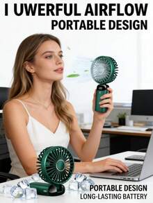 USB Rechargeable Handheld Mini Fan With LED Display, 800mAh, 3-In-1 Portable Foldable Desk Fan, Low Noise Design For Office, Outdoor, Travel, 90° Foldable With Stand - Multicolor - View 4
