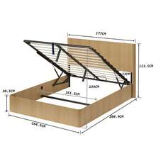 Modern Bed With Grooved Design And Hydraulic Lift System – Large Storage Space, Stable Solid Wood Slats, Easy-Care Surface – 160 X 200 Cm – Light Oak - Oak Color + 160cm + 200cm - View 10