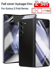 RQVQJ [2+2 Packs] 2 Pst HD Full Coverage Front Hydrogel Film Inner Screen Protector Compatible With Samsung Galaxy Z 7 6 5 4 3 2 Anti-Fingerprints, Scratch Resistant Phone Screen Protective Film Waterproof Shockproof Anti-Fall Anti-Fall - Clear - View 8