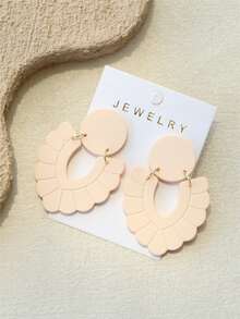 1 Pair Women's Abstract Flower Shaped Milky White Ceramic Texture Hollow Design Elegant Personalized Precision Acrylic Earrings - Multicolor - View 4