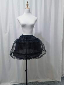 2个钢圈白色衬裙婚纱礼服内衬裙松紧腰带抽绳A字裙 - 彩色 - 查看 12