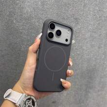 Luxury Glossy Fluorescent Liquid Silicone Phone Case, Compatible With IPhone 17 Air, 16, 15, 14, 13, 12, 17 Pro Max Plus, With Magnetic Soft Cover - Charcoal Gray - View 2