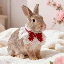 Rabbit Bib With Cute Bow Tie, Suitable For Various Sizes Of Rabbits, Lace Rabbit Bib, Applicable To Angora, Dutch Dwarf, Cats And Small Pet Rabbits, Adorable Pet Accessories, Fashionable Rabbit Accessories | Playful Collar Design, Rabbit Accessories - Multicolor - View 6