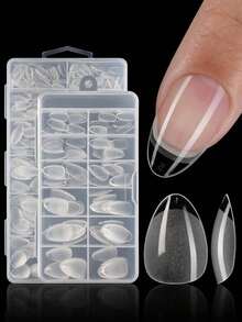 [Bestseller]120/240Pcs Short Almond Nail Tips Soft Gel Gelly Nail Tips Half Matte Full Cover Nail Tips Acrylic Pre-Filed Press On Nail Tips Nail Extension Home Manicure Press On Nails Nail Supplies - 無色 - 查看 10
