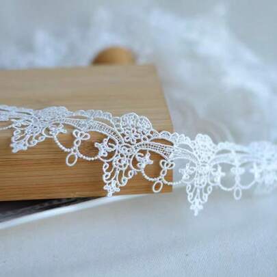 1 thước ren tan trong nước màu đen trắng, phụ kiện may vá DIY trang trí váy sườn xám Lolita.