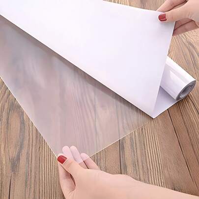 1 Roll 45cm*300cm Self-Adhesive Thick Waterproof Anti-Oil Anti-Scratch Durable Heat-Resistant Removable Non-Sticky Easy To Apply & Tear See-Through Matte Minimalist High-End Decorative Film, Suitable For Home, Bathroom, Glass Door/Window, Balcony, Kitchen Cabinet, Desk, Office Partition, Window Renovation