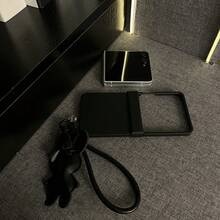 韓式可愛黑色手機殼，附兔子造型吊飾掛繩，相容 Galaxy ZFlip7 Flip8 Z Flip6 ZFlip 5 Zflip6 Zflip5，防震背殼，適用手機 - 黑色 - 查看 11