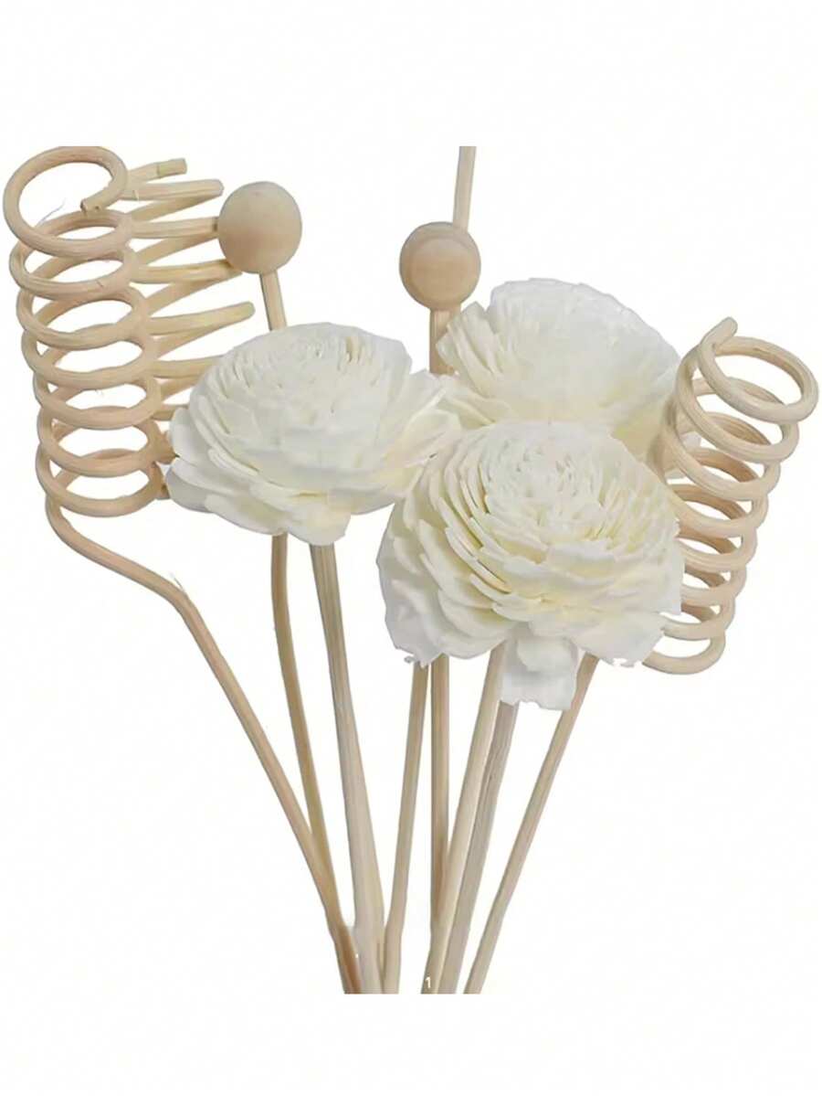 9pcs Floral Fragrance Rattan Diffuser Set, Flameless Home & Living Room Scented Products - Multicolor - View 1