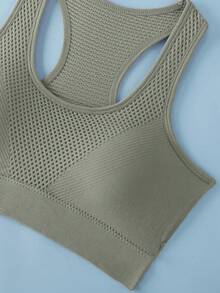 Sujetador deportivo para mujer, top corto con espalda de tirantes para yoga, fitness y running - Gris Claro - Ver 4