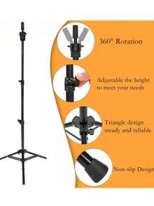 43" Adjustable Wig Stand Tripod & Mini Mannequin Head Stand Metal Wig Head Stand For Training Styling Cosmetology Salon & Canvas Block Heads (Mannequin Head Not Included,Black) - View 2