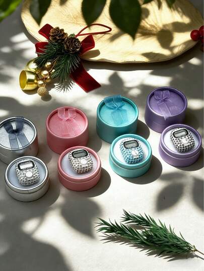 2/4 Sets Silk Gift Box Crystal Dhikr Counter Set, Fashionable & Elegant Gift, Portable Mini Counter Decor, Prayer Counter, Birthday/Wedding/Ramadan Gift For Friends & Family, Ramadan Dhikr Counter