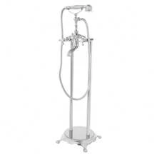 Sweetmile Freestanding Bathtub Faucet Floor Mount Tub Filler With Double Cross Knobs Spout High Flow Floor Standing Bathtub Shower Trumpet Shape Handheld Spray Brushed Nickel - Silver - View 5