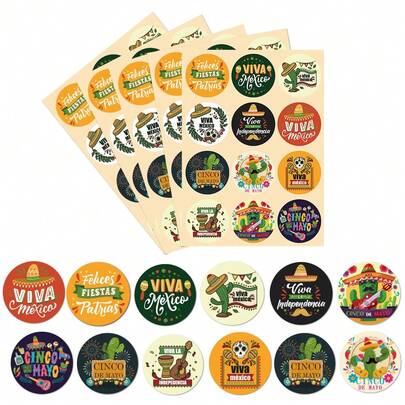 Pegatinas de fiesta de carnaval mexicano, pegatinas de tortilla, cactus y guitarra de carnaval mexicano, pegatinas con tema mexicano, decoración de hogar y suministros para fiestas de carnaval mexicano, Cinco de Mayo