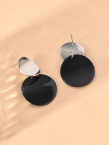 Women's Geometric Minimalist Metal Disc Dangle Earrings, Versatile Gift - Large and Small Round Stud Earrings - View 10
