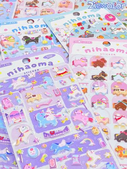 可爱立体宠物系列熊猫和兔子3D/DIY贴纸，萌萌卡通3D环氧树脂贴纸套装 | 适用于智能手机、笔记本、杯子、活页夹、手工奖励拼图、计划本、书籍贴纸艺术装饰、铅笔盒、信封、礼品盒、相框 | 表面光滑，优质树脂，工艺贴纸，自粘贴纸，文具爱好者，DIY爱好者