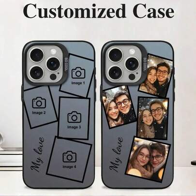 Customized DIY Personalized Creative Phone Case Compatible With Apple 17 Pro Max/16/15 Plus/14/13/12/11, Design 3 Custom Photos, Unique Gift For Friends, Parents, Boyfriend, Girlfriend