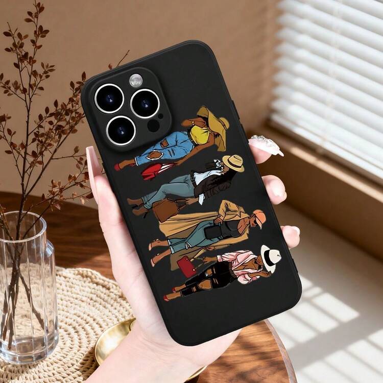 Phone Case - An Elegant Women's Winter Clothing Set With A Printed Design, Along With A Mixed-Color Phone Case Compatible With Various Phones, Including The Latest Models. - Multicolor - View 2