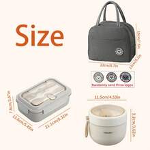 一套高品质便当盒套装，包含分隔式午餐盒、保温汤杯、保温袋，大容量便携通勤餐盒 - 彩色 - 查看 10