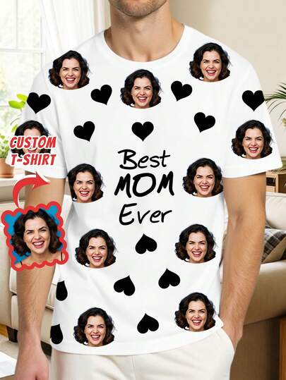 تي شيرت رجالي مطبوع بوجه مضحك مخصص، تي شيرت قصير الأكمام مخصص - تصميم وجه مسلي، ملابس جديدة مخصصة، ابتكر هدية فريدة للعائلة والأصدقاء، هدية عيد مثالية