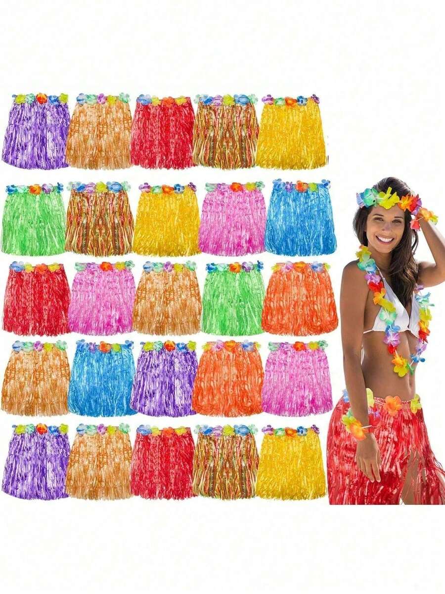 Bộ 5/10 váy cỏ Hawaii, váy cỏ nhiệt đới Hawaii, váy cỏ Hawaii kiểu đầm, váy đi biển mùa hè, quà tặng tiệc Hawaii, trang trí tiệc, váy cỏ, biểu diễn múa váy cỏ, kèm vòng hoa, váy cỏ, đồ dùng tiệc Hawaii, tiệc bãi biển nhiệt đới. - nhiều màu - Xem 1