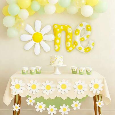 1pc Daisy One Print Letter Foil Balloon, Suitable For Birthday Party, Anniversary, Home Decor, Spring Garden Decor, Boho Theme Party, Daisy Theme Party, Baby's 1st Birthday, Photo Booth