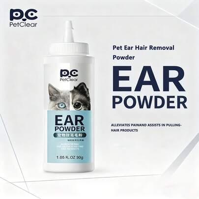 PC Petclear Pet Ear Hair Removal Powder | Pet Ear Care Accessory, Effectively Helps Remove Excess Ear Hair, Contains Fresh Formula To Manage Odor, Suitable For Dogs And Cats. This Product Is Specially Designed For Pet Ear Cleaning, Which Can Assist In Easily Removing Excess Ear Hair, While Also Containing Fresh Ingredients To Help Reduce Ear Odor. Product Size: Length Approx. 18cm/7.09in, Width Approx. 5cm/1.97in.