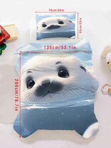 2/3PCS Cute Baby Seal Kids Bedding Set, 3D Underwater Print Duvet Cover With Pillowcases, Soft Microfiber Ocean Animal Bed Set For Kids Teen Boys Girls All Seasons 135x200cm - Multicolor - View 17