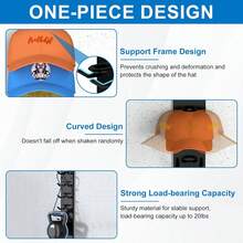 Baseball Cap Storage Rack, Wall-Mounted Hat Holder With Strong Adhesive, Plastic Material, Holds 10 Caps, Hat Display Rack For Door And Cabinet, Multi-Layer Double-Layer Installation Options, Back To School Student Supplies - View 6
