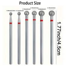 6pcs Diamond Ball Shape Nail Drill Bits Set For Electric Nail File, Professional Manicure Pedicure Cuticle Remover Cuticle Cutter Nail Art Tools Home Use Salon - Multicolor - View 2