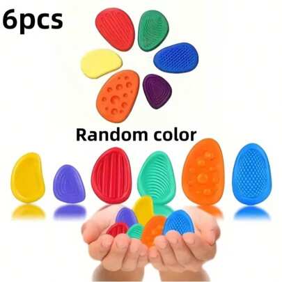 6pcs Colorful Sensory Stones - Soft, Elastic Texture For Stress Relief, Suitable For Texture Massage Balls - Ideal For Office Relaxation, Study Or Gifts, Worry Stones For Emotional Calming And Relaxation, Durable And Washable, Soft Handheld, Fitness Balls