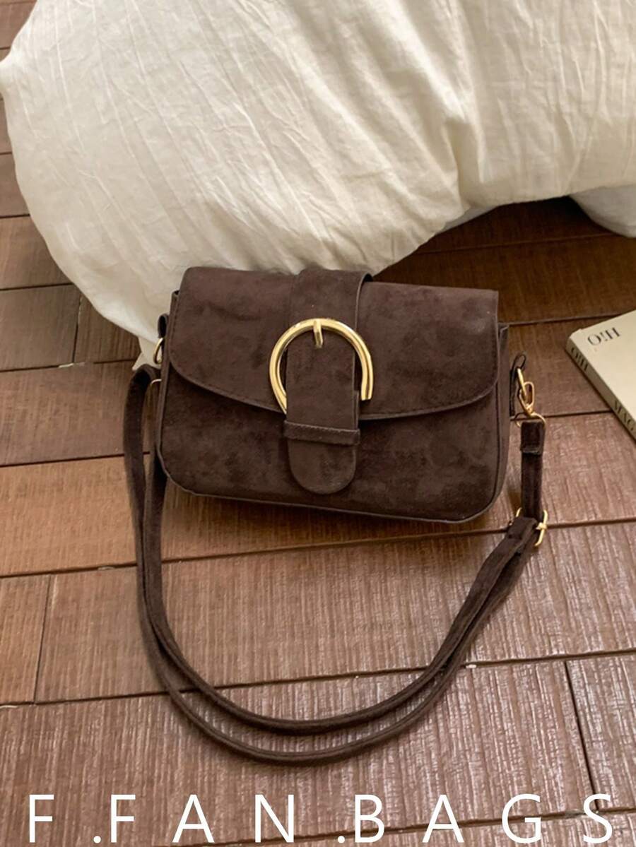 Women's Spring New Retro Niche Design Underarm Bag, Minimalist Fashion One Shoulder Crossbody Square Bag - Coffee - View 1