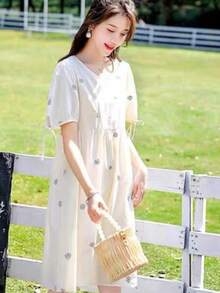 Women Midi Dresses - Apricot - View 6