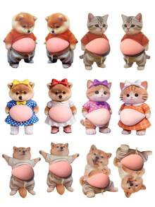 可爱3D狗狗猫咪贴纸，超强解压捏捏乐泡泡动物贴纸，狗狗猫咪捏捏乐玩具，DIY装饰贴纸，生日礼物，完美礼物，收藏展示，爱好收藏家 - 彩色 - 查看 1