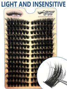 196Pcs/ Set 14Rows 120Roots0.05mm Soft Lash Mink Fur Eyelashes9-16mm Mixed Length 3D Russian VolumeLash Individual Lashes Makeup Black LashesPurple Box Packaging Lash Clusters,Eye LashClusters,Individual Eyelashes,Lashes,Fake Lashes - D - View 6