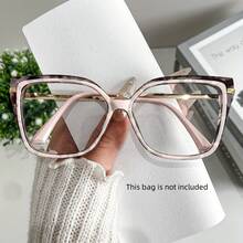 New Stylish Large-Frame Cat-Eye Glasses With Metal Spring Legs, Unique Color-Blocking Design, Simple And Versatile, Suitable For Both Women And Men, Ideal For Photography And Daily Wear - 黑色的 - 查看 8