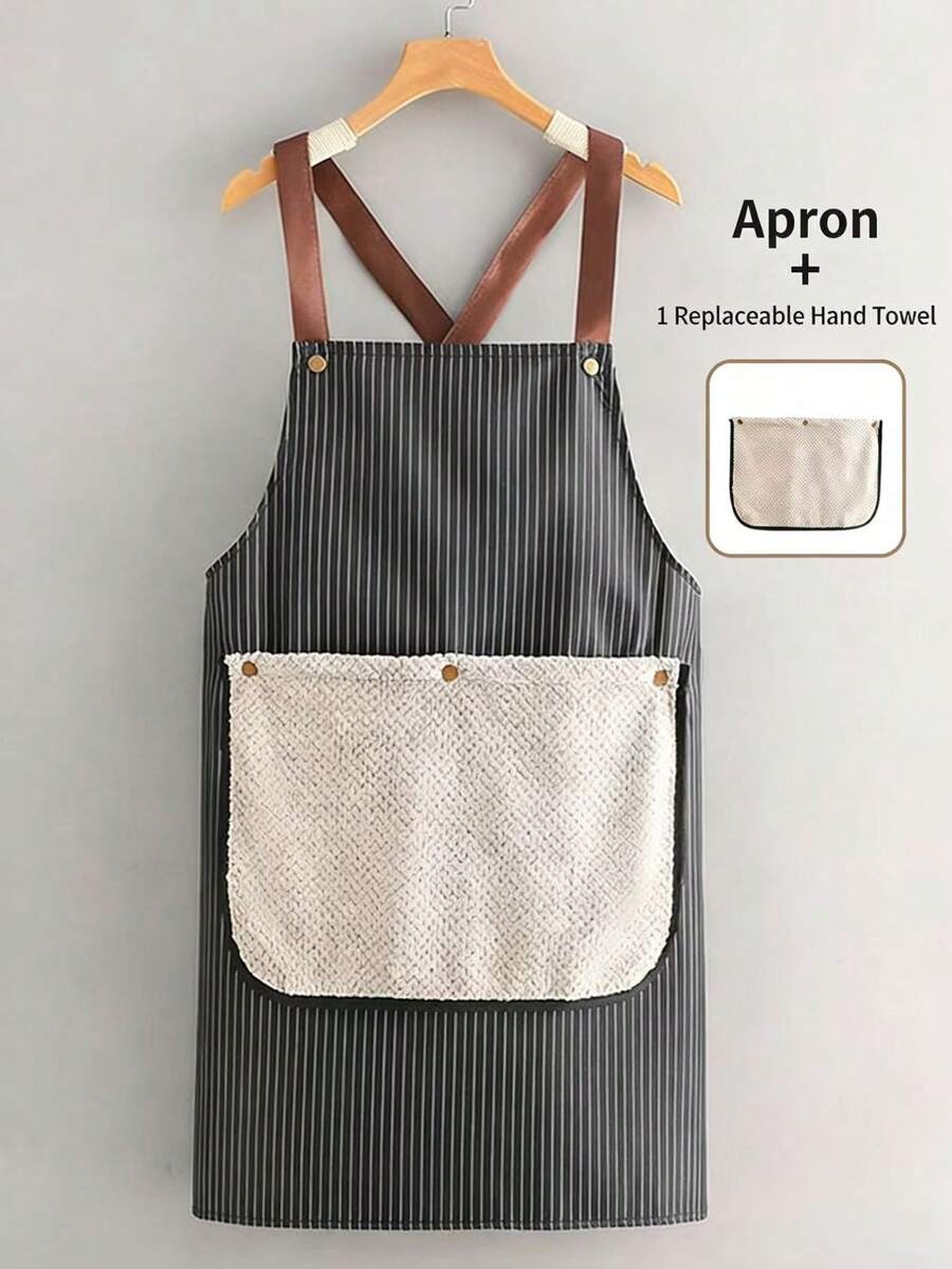 1 chiếc tạp dề chống thấm nước và dầu mỡ mới, có yếm và khăn lau có thể tháo rời, thích hợp cho nhà bếp và dịch vụ ăn uống tại gia đình. - Nhiều màu - Xem 1