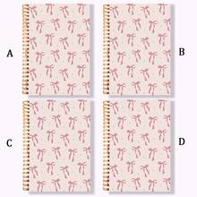 DANPERJI 5.5x8.3 Inch Fashion Pink Bow Spiral Notebook - Perfect Gift For Women And Girls, Stylish Notepad | Cute Aesthetics | Durable Spiral Bound Diary With Week, Weather, Memo Number And Date Marks, School Supplies, Back To School Essential - Multicolor - View 7