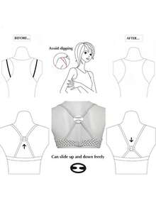 4pcs Invisible Bra Strap Clips, Adjustable Non-Slip Shoulder Strap Fasteners For Criss-Cross Bras And Strapless Bras, Bra Hooks And Lingerie Fixings - Multicolor - View 9