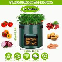 UV-Resistant Countryside Style Potato Planting Bag | Garden Vegetable Planting Bag With Handles And Flip-Top, For Growing Potatoes, Carrots, Onions, Radishes, Peanuts, Indoor And Outdoor Use - Green - View 4
