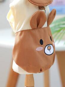 2 pièces Chapeau de costume pour animaux de compagnie, ensemble d'accessoires de vêtements pour chien et chat - Teddy Poodle Tenue décontractée : Chapeau de soleil marron en forme d'ours + Gilet floral en dessin animé - Ours brun - Multicolore - Voir 7