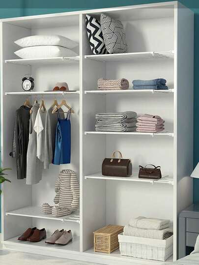 Adjustable Storage Dividers - No Drilling Required, Suitable For Wardrobes, Kitchens And Bathrooms Space-Saving Retractable Dividers