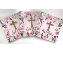 Floral God Bless Napkins First Communion Decorations White Baptism Paper Napkins For Newborn Shower Baptism, First Communion, Christening Decorations - Multicolor - View 19