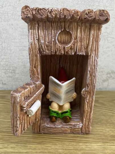 1 件商品：乡村树脂花园小矮人阅读报纸，3D 设计，有趣的户外厕所装饰，家居和户外花园装饰的绝佳礼物。