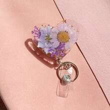 Heart-Shaped Dried Flower Retractable ID Badge Clip, Alligator Clip Swivel Clasp For Doctors & Nurses - Putih - View 10