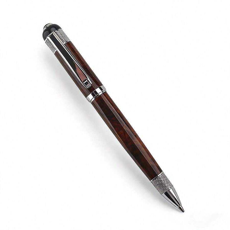 Luxury Vintage Wood Grain Ballpoint Pen Silver/Gold Metal Finish Business Office Signature Pen Gift For Colleagues Boss - Wood Grain Silver Clip - View 1