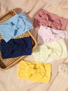 3 pezzi Fasce elastiche in nylon con grande fiocco decorativo, adatte per la primavera e l'estate - Colore misto - Visualizzare 1