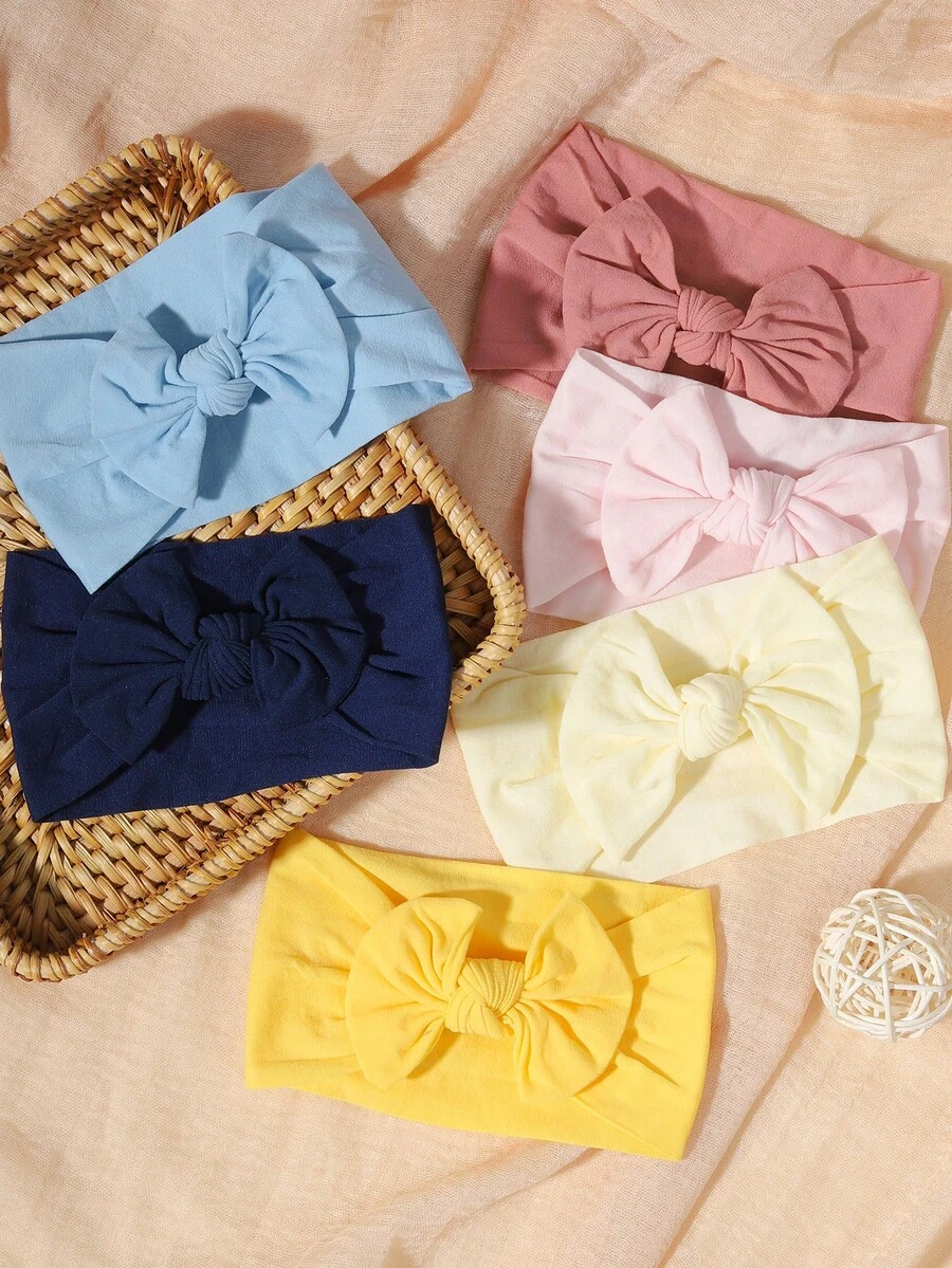 3 pezzi Fasce elastiche in nylon con grande fiocco decorativo, adatte per la primavera e l'estate - Colore misto - Visualizzare 1