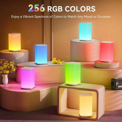 Đèn cảm ứng RGB với 3 chế độ động - Nhảy màu/Thở/Chuyển màu, 4 chế độ ánh sáng - Ánh sáng ấm/Ánh sáng trắng/Ánh sáng tự nhiên/Ánh sáng RGB, điều chỉnh độ sáng 5 cấp độ, chức năng hẹn giờ, điều khiển kép trực quan bằng cảm ứng phía trên và điều khiển từ xa. Có thể sạc lại và di động, lý tưởng cho sự yên tĩnh bên giường ngủ, không khí tiệc tùng và chiếu sáng hàng ngày.